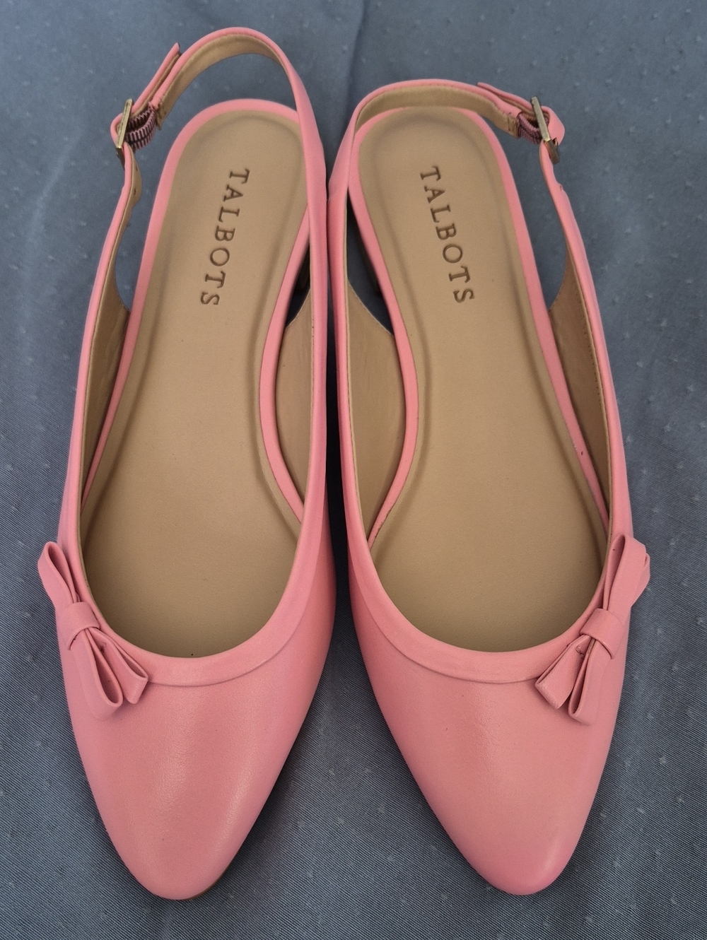 Talbots Pink Pointed-Toe Slingback Flats with Bow Womens 7.5 Coquette Elle Woods